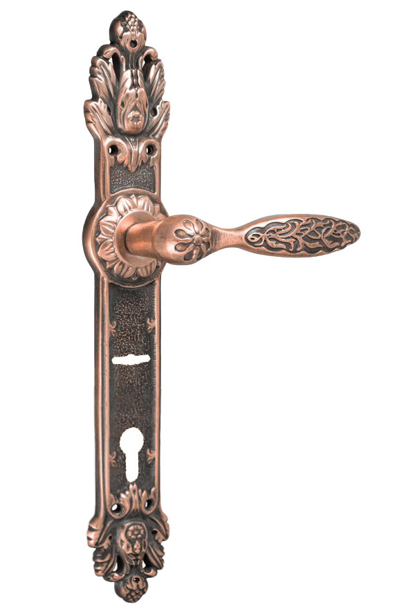 Ручка на планці UNO BAROCCO BELLE 840 Two Key Lock під 2 ключі мідний (Україна)