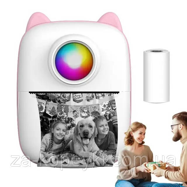 Портативний міні принтер Bluetooth для смартфона Mini Printer X2 Рожевий