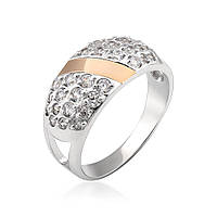 Женское серебряное кольцо Юрьев со вставками золота 82к 20.5