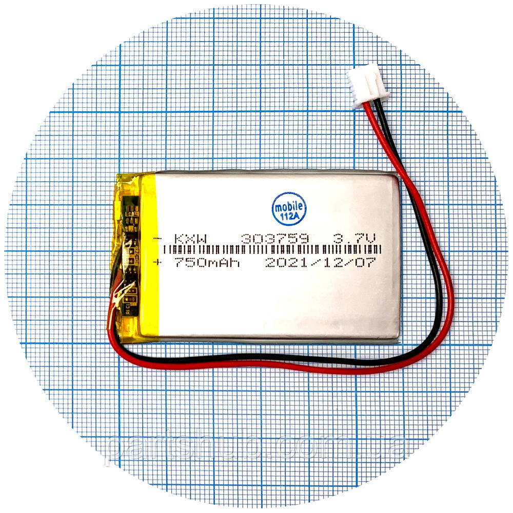 Акумулятор універсальний 303759 60 х 37 х 3 мм 750 mAh 3.7V