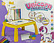 Дитячий столик проектор для малювання Єдиноріг Unicorn з проектором, 24 слайди та фломастери (Жовтий), фото 9