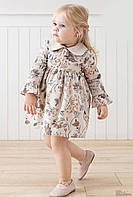 Платье бежевого цвета в цветочный принт для девочки (68 см.) MYMIO baby