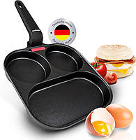 Endusor Fried Egg Pan (21 см) – Сковорода для завтрака 3 части с антипригарным покрытием для индукционной газо