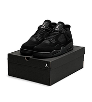 Мужские кроссовки Nike Air Jordan 4 Retro Black Cat Обувь Найк Джордан Ретро IV черные нубук весна осень