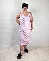 Ночная рубашка женская на широком бретеле трикотажная на резинке розовая р.48-62