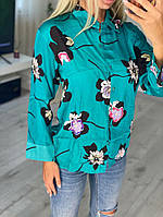 Рубашка атласная молодежнаямодная женская модная кислотного цвета демисезонная