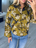 Рубашка женская с цветочным принтом модная новинка городская повседневная весна-осень-лето