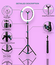 Світлодіодна кільцева лампа Ring Fill Light QX-300 30 см + штатив 2м Набір блогера, фото 5