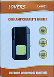 Запальничка електрична з ліхтариком Lovers LV-6002 COB Lamp cigarette lighter, фото 8