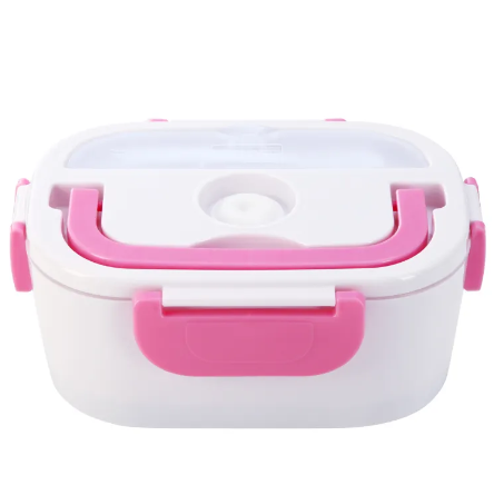 Ланч бокс електричний для їжі з підігрівом від розетки 220V Electronic Lunchbox рожевий