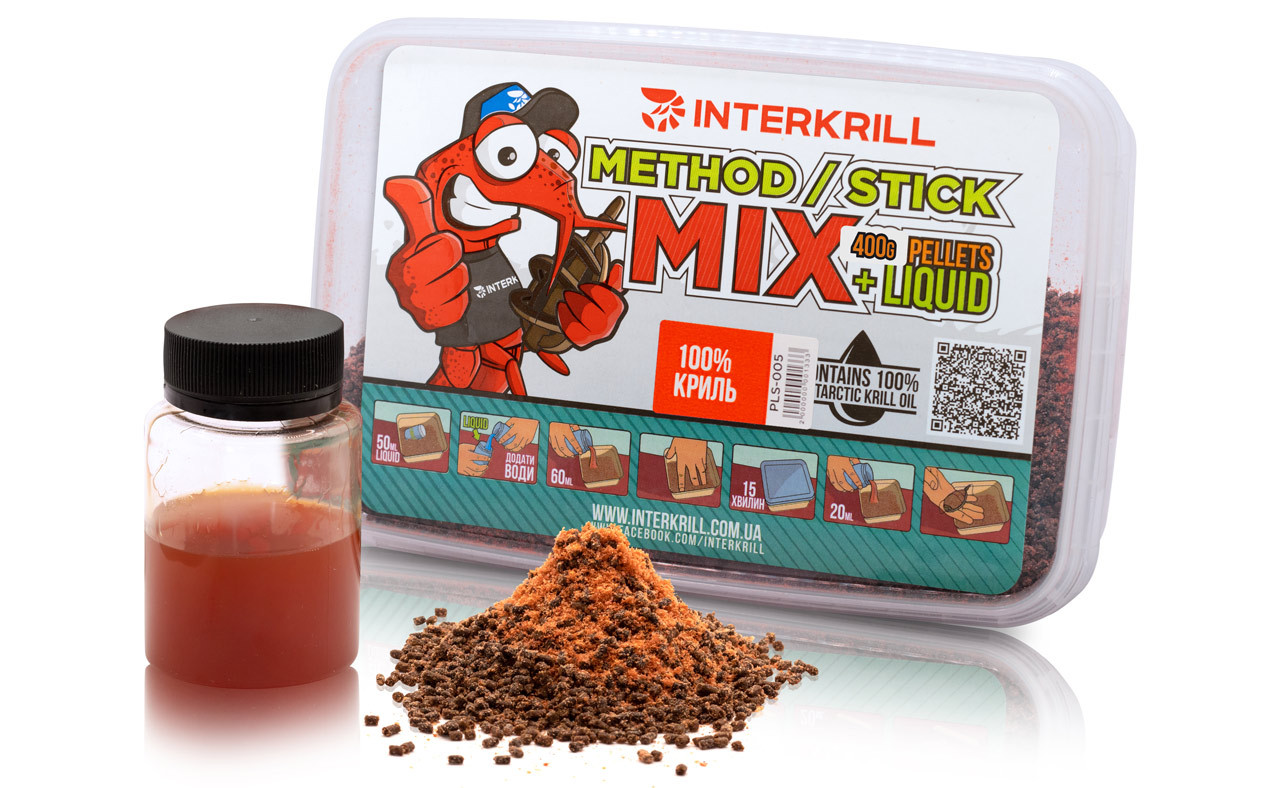 Пелетс "METHOD/STICK MIX", 400g (Ліквід 100% Криль, 50g)