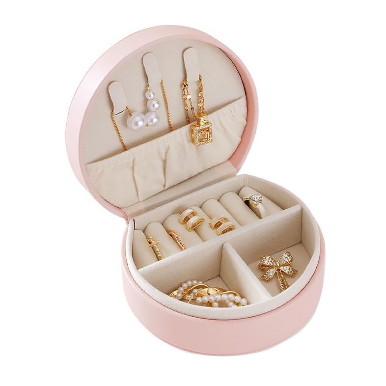 Органайзер шкатулка кейс Casegrace SP-01278 для украшений и ювелирных изделий с ручкой 10*9*4,5 см Pink - фото 2 - id-p2108455826