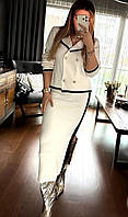 Костюм женский офисно- прогулочный кофта на пуговичках и юбка высокая посадка шерсть с акрилом Турция