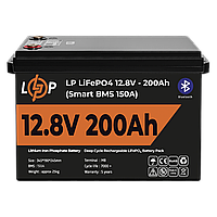 Акумулятор LP LiFePO4 12V (12,8V) - 200 Ah (2560Wh) (Smart BMS 150А) з BT пластик для ДБЖ