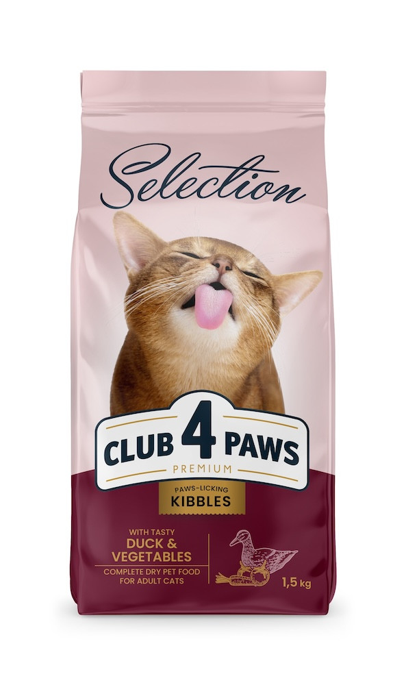 Сухий корм CLUB 4 PAWS Качка-овочі для дорослих котів 9145 Клуб 4 Лапи ПРЕМІУМ Selection, 1.5 кг, фото 1