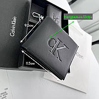 Брендовый кошельок для парня Кельвин Кляйн Мужской кожаный портмоне Calvin Klein Стильный черный с брелком
