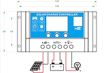 Контролер 10А 12В/24В з дисплеєм + USB гніздо (Модель-DY1024), JUTA, фото 2