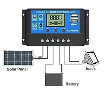 Контролер 20А 12В/24В с дисплеєм + USB гніздо (Модель-DY2024), JUTA, фото 3