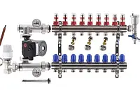 Коллектор для теплого пола Kp-czech в сборе с насосом 8 контура