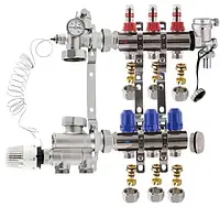 Коллектор для теплого пола Kp-czech 3 контура в сборе без насоса нижнее подключение