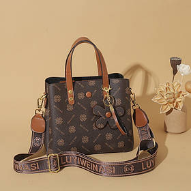 Брендова сумка з Чотирилисним Клевером і Брелоком Удачі для приваблення грошей коричневий колір