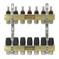 Коллекторный блок RAFTEC на 7 контуров с расходомерами и евроконусами