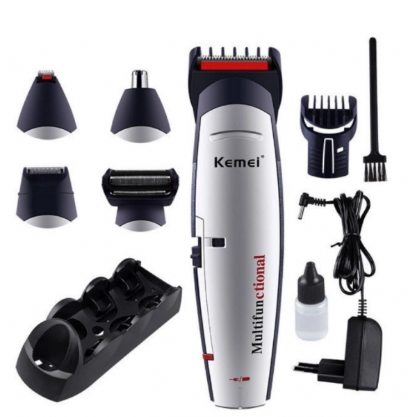 Машинка для стриження волосся Kemei LFQ-KM-560  ⁇  3 Вт акумуляторна машинка бритва та тример 6 в 1 з підставкою