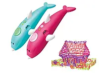 3D ручка с аккумулятором дельфин + трафареты для рисования + пластик 3D Painting Pen 9903 Dolphin