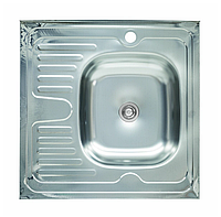 Кухонна мийка з неіржавкої сталі накладна на тумбу PLATINUM 6060 R, квадратна, раковина для кухні