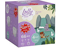 Подгузники набор Lolly Premium Soft 4 (7-18 кг): подгузники 36 шт. + подгузники-трусики 30 шт. + влажные салф