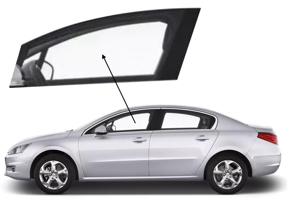Бічне скло Peugeot 508 2011-2018 передніх дверей ліве, фото 1