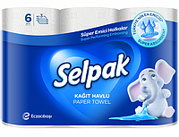 Полотенца рулонные белые SELPAK (6 шт./уп.)