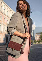 Фетрова жіноча бохо-сумка Лілу з шкіряними бордовими вставками от Mirasvid