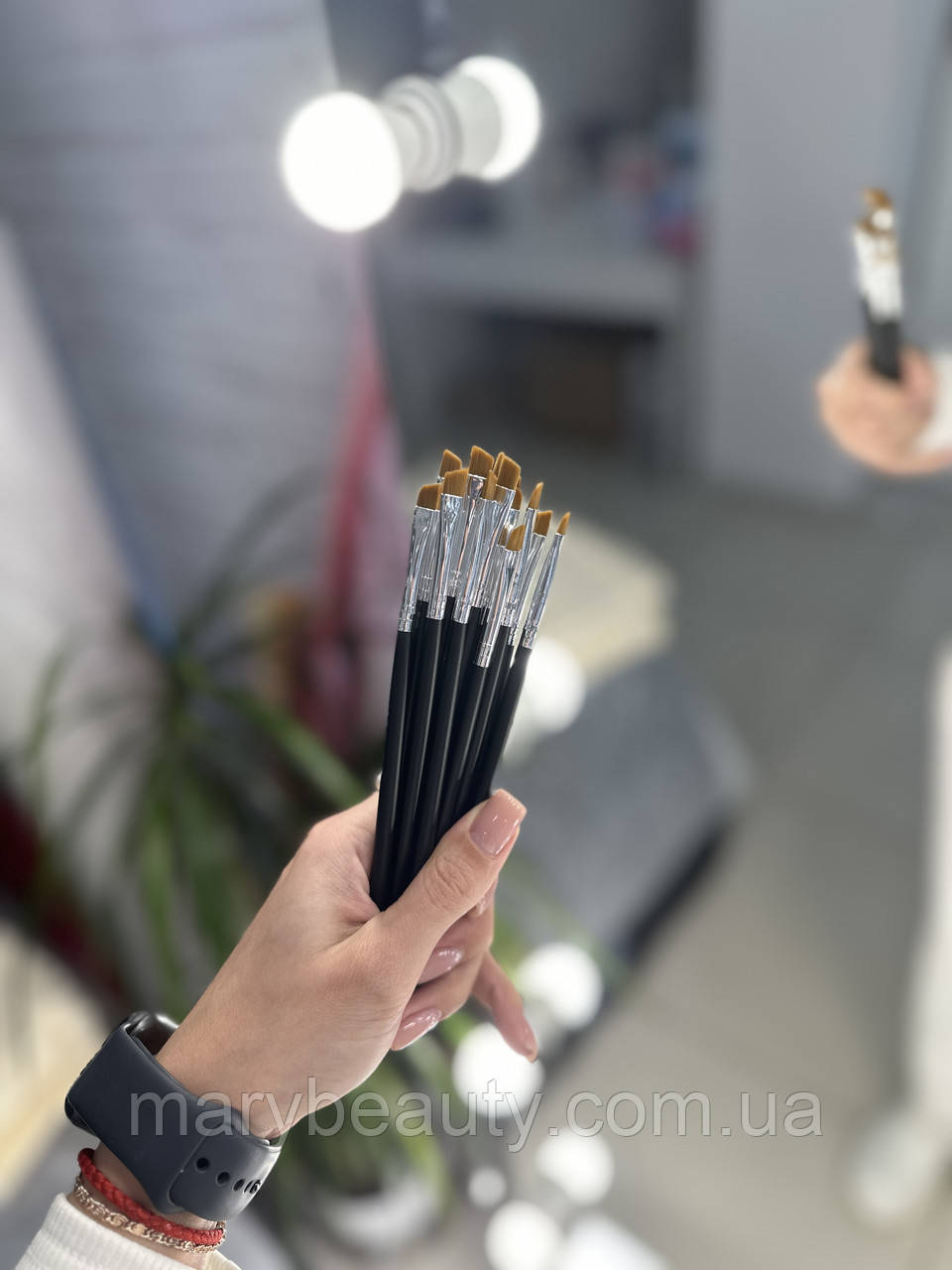 Пензлик (кисть) скошенная Happy Make Up з чорною ручкою, фото 1