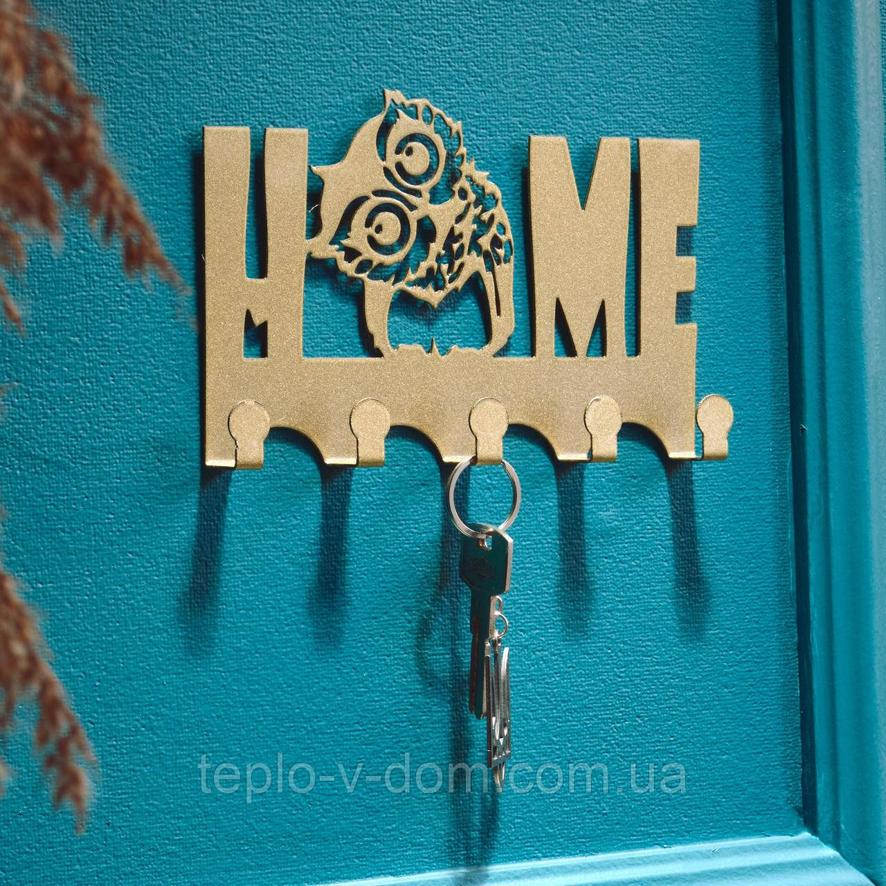 Ключниця настінна металічна 18*12см Home сова на 5 гачків