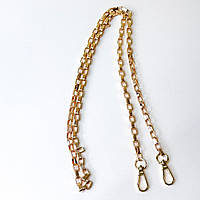 Ручки для сумок цепочки с карабином золото 120 см, металлическая цепочка для сумки макраме (QW-003/з)