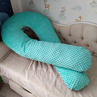 Огромная У-образная подушка для беременных XXL - 150 см. + съёмная наволочка на молнии. Плюш Мята