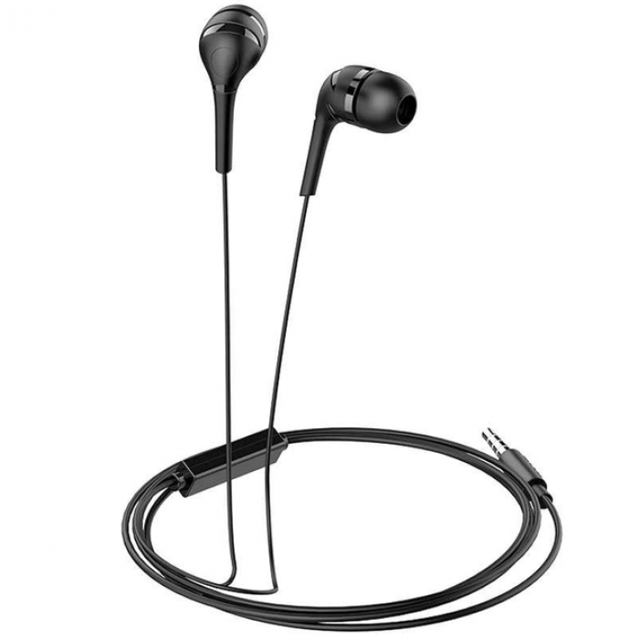 Дротові навушники вакуумні 3.5mm HOCO M40 Prosody з мікрофоном 1.2m Чорні, фото 1