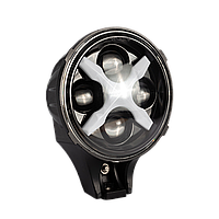 Фара LED круглая 40W 6000К (4 диода х 15W) + Х-DRL(chip CREE)(19.4 см х 12.1 х 15 см)(ближний + супер дальний)