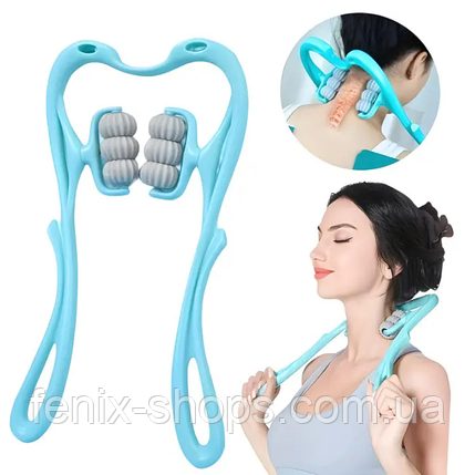 Ручний роликовий масажер 6 роликів для шиї та тіла Hexiang Neck Massager, фото 1