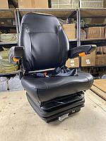 Сидіння на трактор і спецтехніку ергономічне амортизаційне, тракторне крісло екошкіра ремінь безпеки