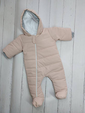 Дитячий демісезонний єврозима комбінезон с капюшоном для новонародженого розмір 62 68 см, фото 1