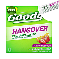 Goody s, Hangover, Fast Pain Relief, Швидкий знеболюючий порошок, ягідно-цитрусовий смак, 16 пакетиків