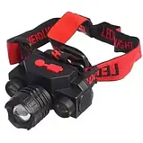 Налобний акумуляторний ліхтар із трьома світлодіодами BL 1805 COB та фокусуванням світла ZOOM, фото 3