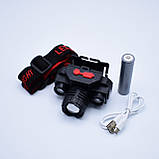 Налобний акумуляторний ліхтар із трьома світлодіодами BL 1805 COB та фокусуванням світла ZOOM, фото 5
