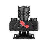 Налобний акумуляторний ліхтар із трьома світлодіодами BL 1805 COB та фокусуванням світла ZOOM, фото 9