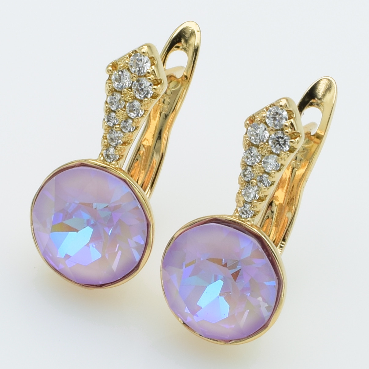 XUPING Серьги Позолота 18к Камни Swarovski Высота 1.8см, Ширина 0.9см