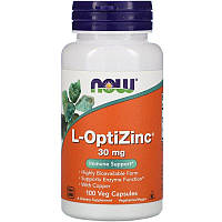 Цинк "L-OptiZinc"  Now Foods, 30 мг, 100 растительных капсул