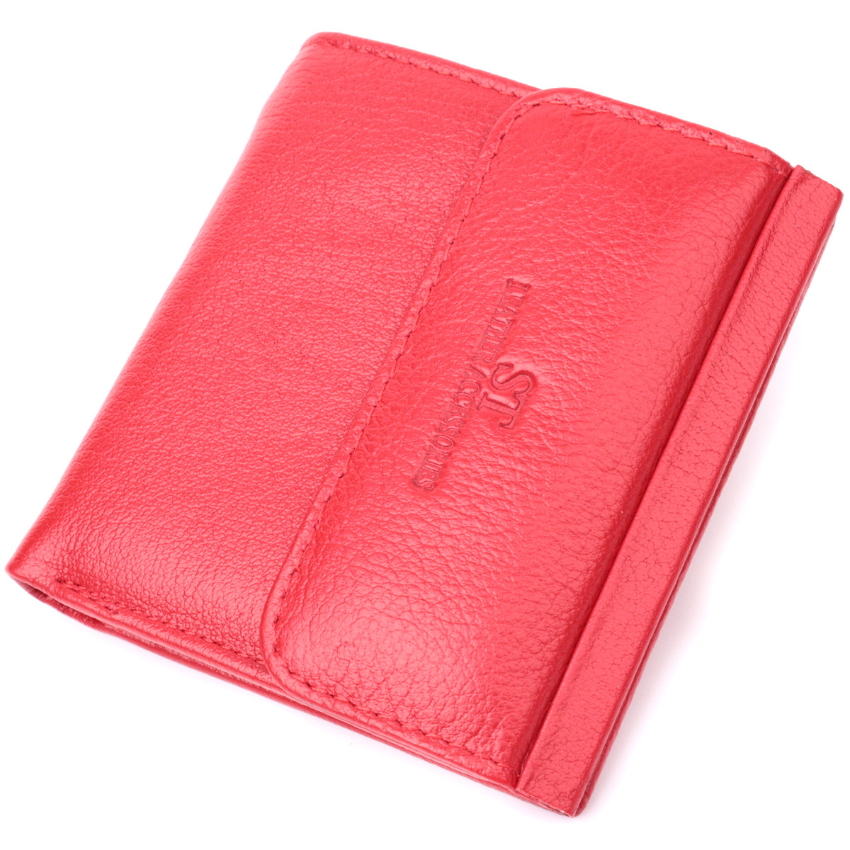 Яскравий невеликий жіночий гаманець із монетницею зовні з натуральної шкіри ST Leather 22543 Червоний