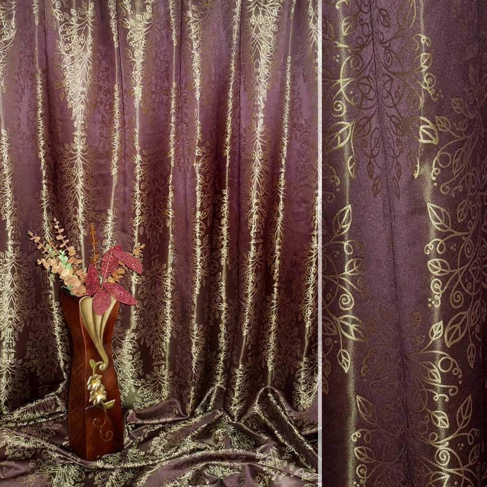 Атлас жакард 2-х-стор. для штор дерева бордовий темний, ш.280